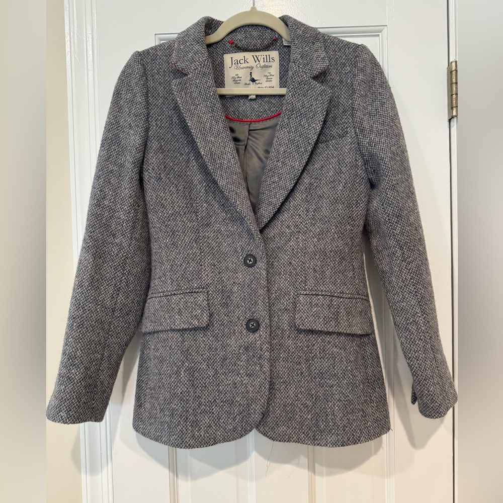 Jack Wills Gray Wool-Blend Blazer Tailored Fit- Size UK 8- fits like a US 2